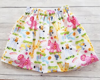 Girls Skirt, Toddler Skirt, Safari Skirt, Elephant Skirt, Giraffe Skirt, Girls Party Skirt, Tiger Outfit, Summer Skirt, Birthday Outfit,