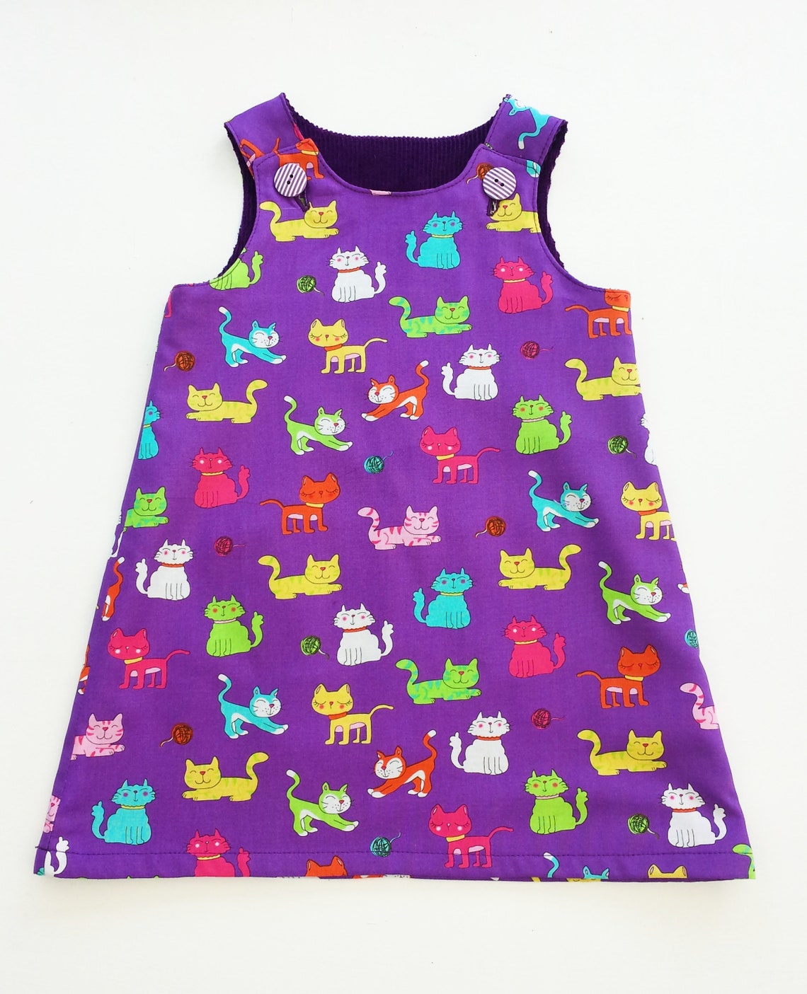 Girls Cat Dress Girls Reversible Dress Cat Dress Cat Etsy