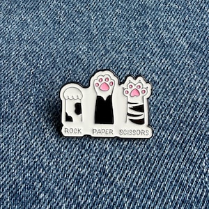 Rock Paper Scissors Cat Enamel Pin | Cute Cat Paw Pin Badge | Funny Cat Lover Gift | Kawaii Lapel Pin | Backpack Brooch