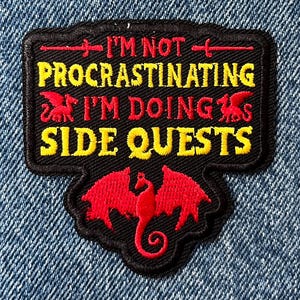 DND Side Quests Patch – Tabletop RPG Iron On Embroidered Gamer Badge - Gamer gift