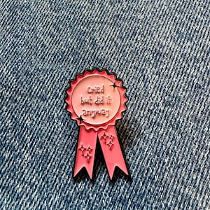 I Cried But Did It Anyway Enamel Pin | Humour Motivational Achievement Badge | Mental Health Pin | Encouragement Gift | Cute Pink Lapel Pin