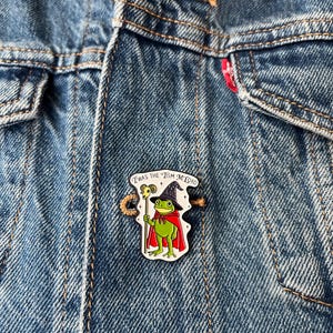 Neurodivergent Frog Wizard Enamel Pin – Funny RPG Fantasy Lapel Badge – Autism Humour Geek Gift - DND gift image 2