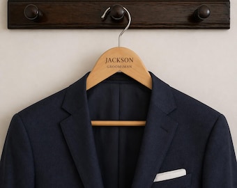 Perchas de madera personalizadas, perchas personalizadas para padrinos de boda, perchas para trajes de boda, perchas personalizadas con nombre, regalo para la fiesta nupcial