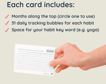 Minimalist Monthly Habit Tracker Cards – Daily Checkbox PDF Planner Inserts (Quarter Page or Full Page)