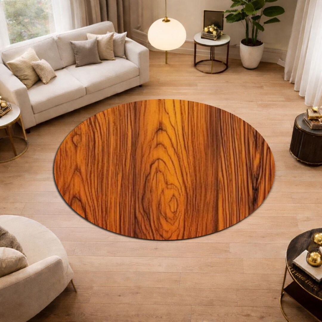 Wood Texture Round Rug, Rustic Wooden Floor Circle Rug, Natural Timber ...