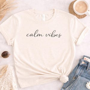Calm Vibes Script Tee | Minimal Typography T-Shirt