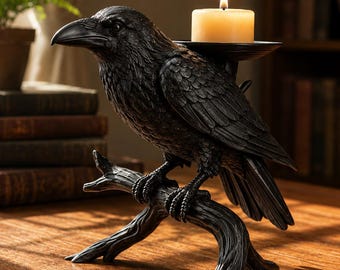Gothic Raven Candle Holder