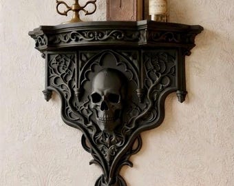 Estante de pared con forma de calavera