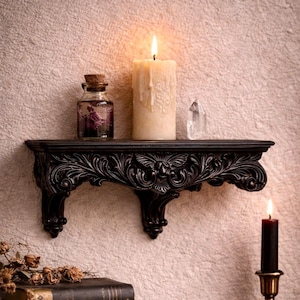 Gothic Wall Shelf for Crystals, Candles & Dark Academia Decor