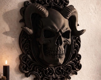 Horned Skull Wall Plaque