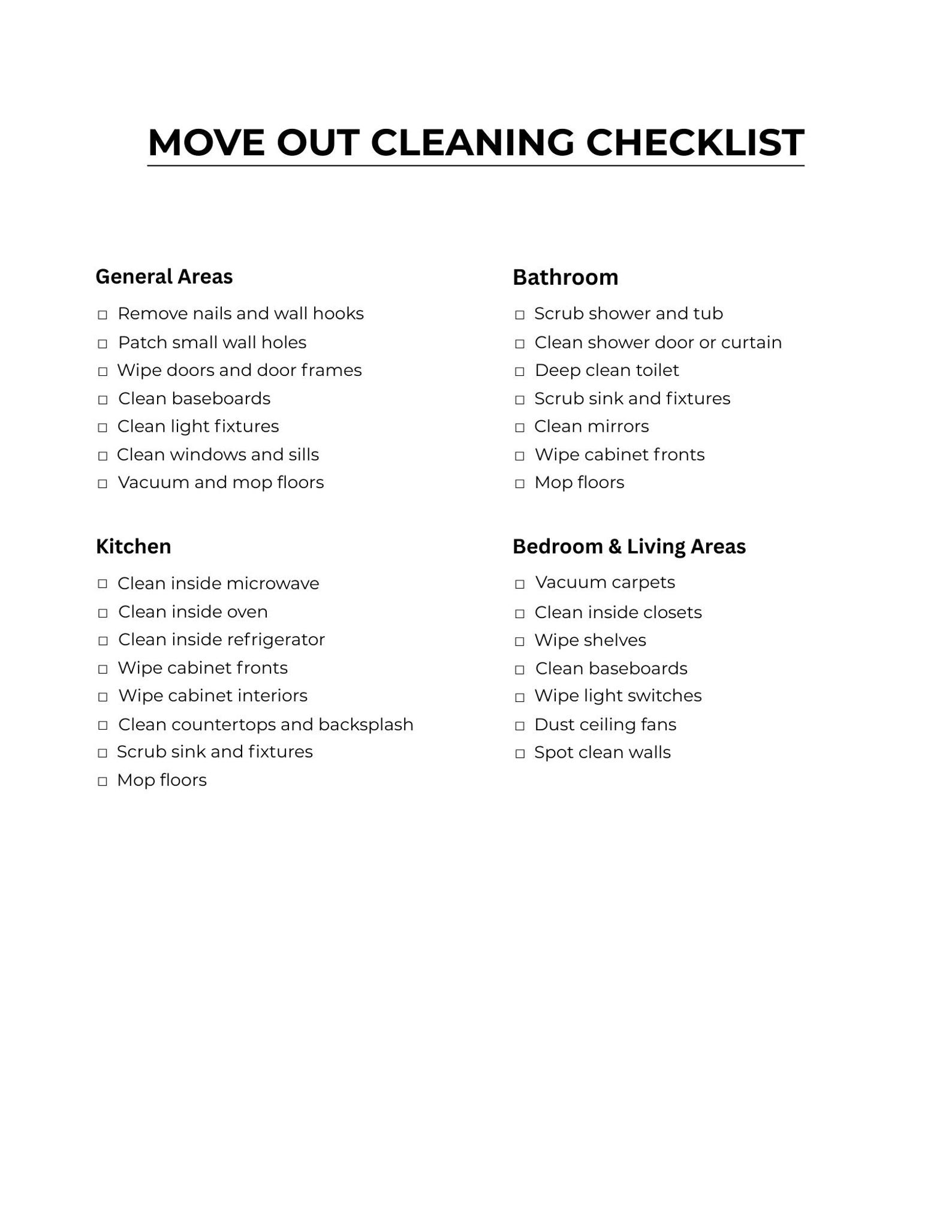 Move Out Cleaning Checklist | Rental Inspection Guide (digital Download ...