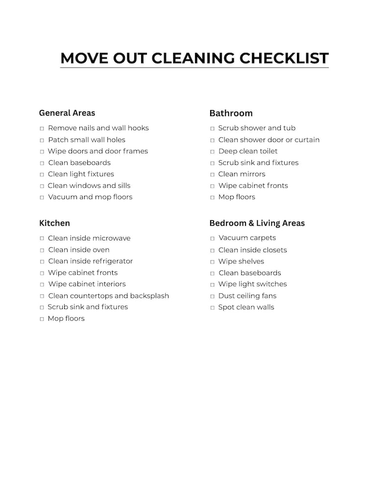 Move Out Cleaning Checklist | Rental Inspection Guide (digital Download ...