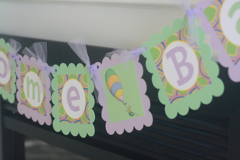 Cupcake Toppers Favor Tags /& Door Sign Available Happy Birthday Pink Purple Girly Oh The Places You/'ll Go Story Inspired Banner
