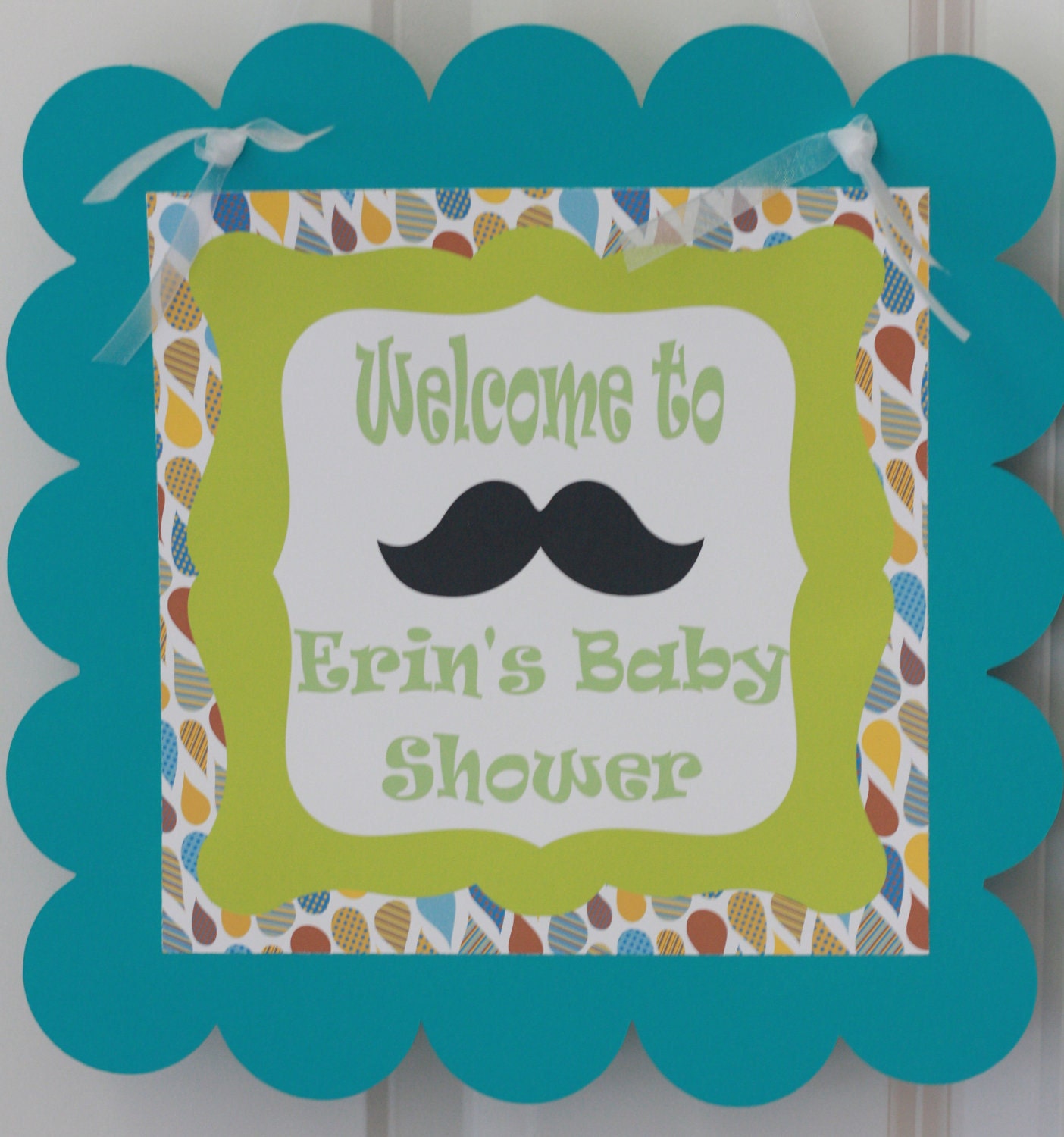 Baby Boy Tieustaches Shower Door Sign Hanger Pick 1