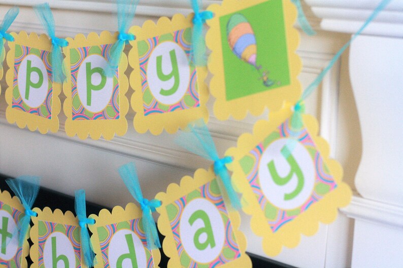 Happy Birthday Green Yellow Turquoise Oh The Places Etsy