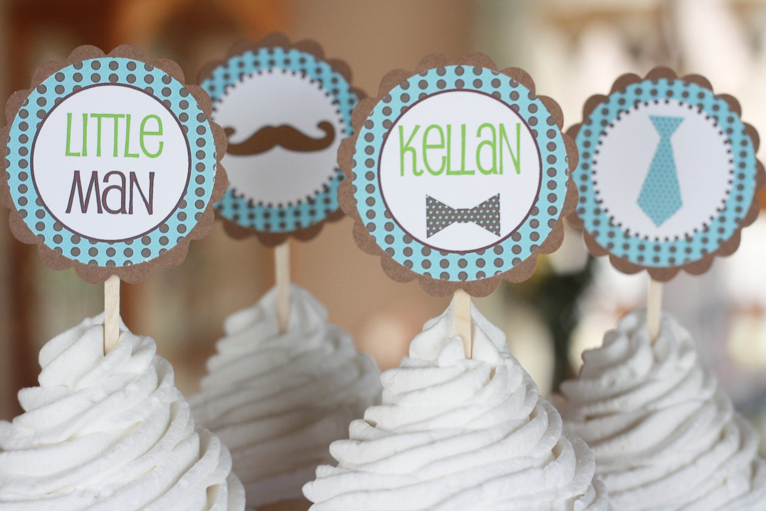 12 Little Man Ties and Mustaches Theme Baby Shower Cupcake Etsy