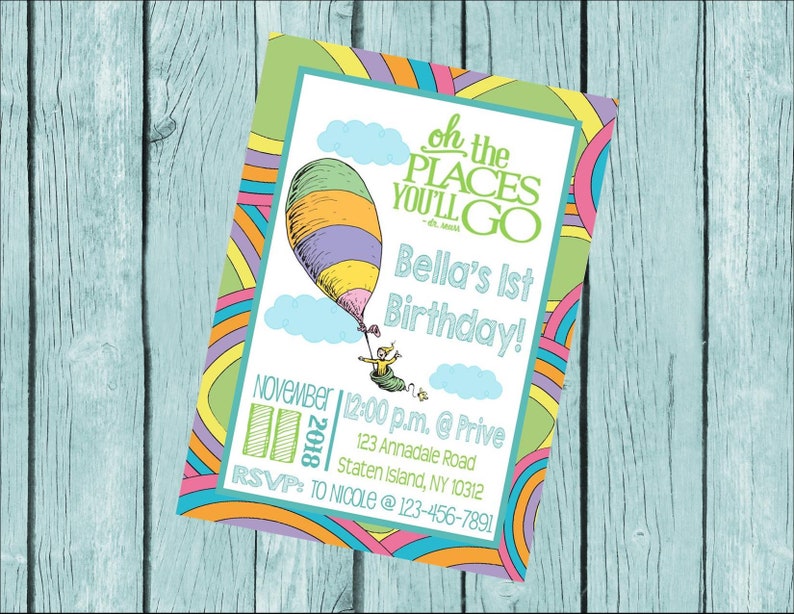 Cupcake Toppers Favor Tags /& Door Sign Available Happy Birthday Pink Purple Girly Oh The Places You/'ll Go Story Inspired Banner