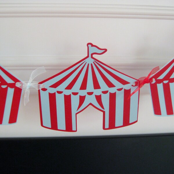 Vintage Circus Tent Birthday Party or Baby Shower Garland Banner - You Pick Your Colors - Free Ship Over 40.00