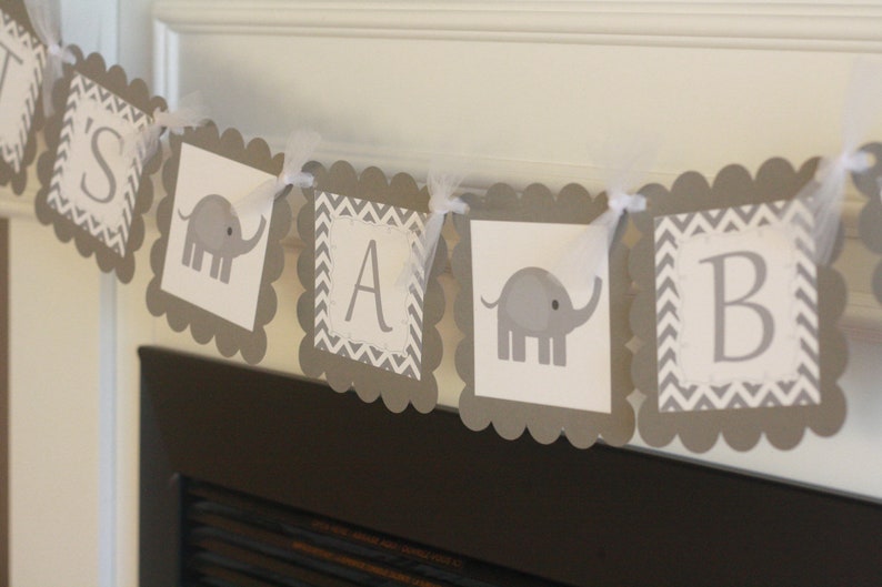 Other Colors Elephant Baby Shower Unisex Yellow /& Grey Chevron Elephant It/'s a Girl It/'s a Boy or Mommy to Be Baby Shower Banner Sign