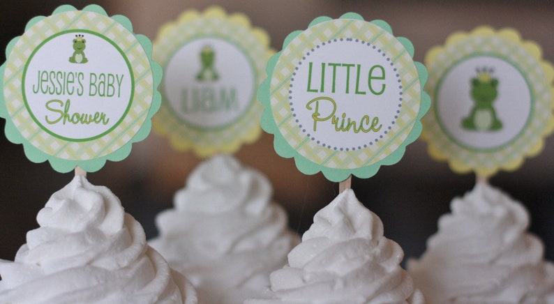 Frog Prince Princess Crown Its a Girl or Its a Boy Green Pink Plaid Baby Shower Banner Sign Decorations Other Colors Available