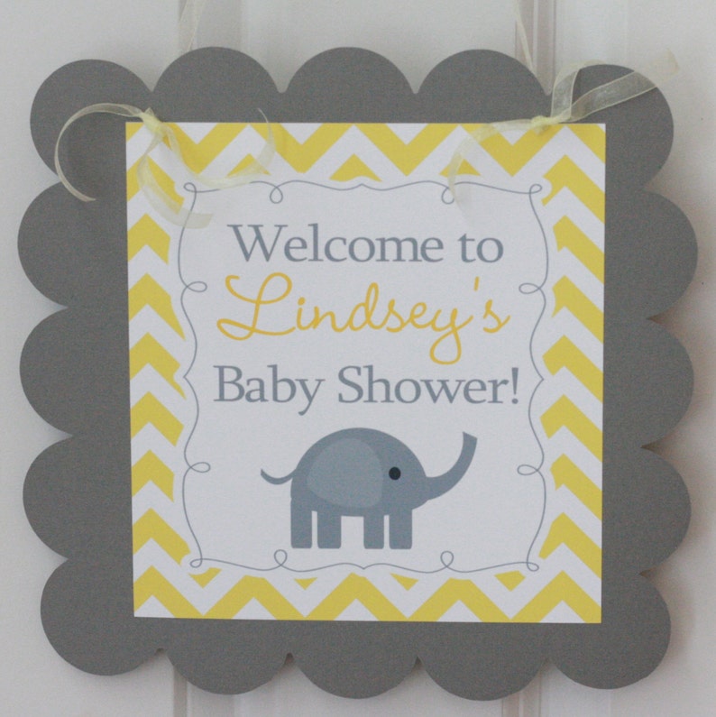 Other Colors Elephant Baby Shower Unisex Yellow /& Grey Chevron Elephant It/'s a Girl It/'s a Boy or Mommy to Be Baby Shower Banner Sign