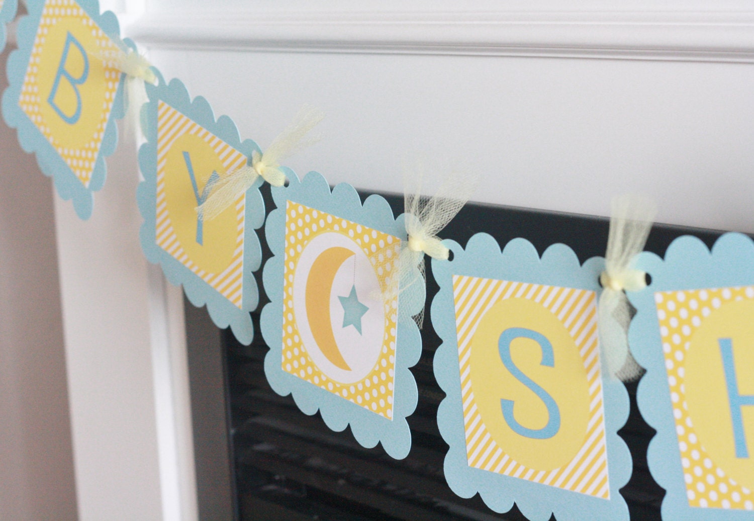 Twinkle Twinkle Little Star Blue Yellow Polka Dot Stripes Baby