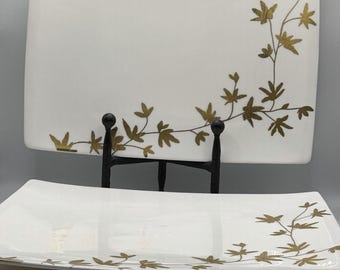 Lenox Westwind American Hospitality Rectangular Serving Platter Gold Leaves