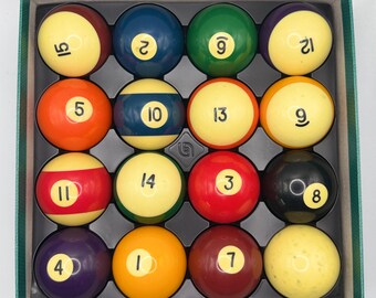 Vintage Aramith Premium Belgian Phenolic Resin Pool Ball Set 2.25” Billiard Balls w/ Original Box 16 Piece Regulation Size