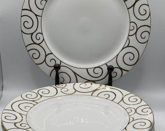 Platos llanos Pier 1 Gold Swirl de 26 cm (10-1/4"), juego de 5