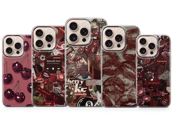 Dark Red phone case Burgundy Red Vibes for iPhone 17 Air 16e Pro Max 15 14 13 | Samsung A57 A37 S26 Ultra S25 FE | Google Pixel 10A
