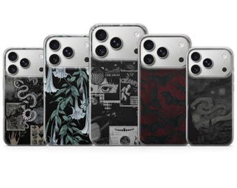 Black Red Goth phone case Gothic Flowers Reading for iPhone 17 Air 16e Pro Max 15 14 13 | Samsung A57 A37 S26 Ultra S25 FE  Google Pixel 10A
