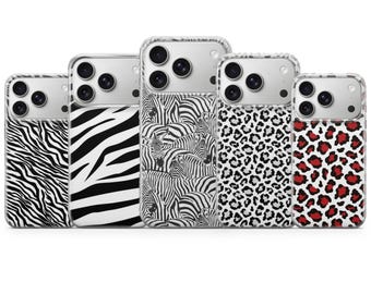 Zebra Print phone case Animal Pattern B&W Red for iPhone 17 Air 16e Pro Max 15 14 13 | Samsung A57 A37 S26 Ultra S25 FE | Google Pixel 10A