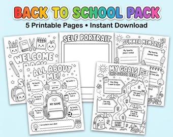 Activiteitenpakket voor de eerste schooldag | Printbaar werkblad voor de eerste schooldag | Alles over mij | Zomerherinneringen | Doelen stellen | Zelfportret