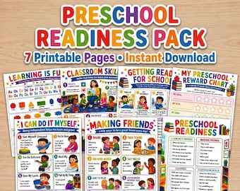 Voorbereidingspakket voor de kleuterschool | Printbare gids met vaardigheden en voorbereiding voor de kleuterschool | Checklist voor de kleuterschool | Vaardigheden voor zelfstandigheid | PDF voor thuisonderwijs
