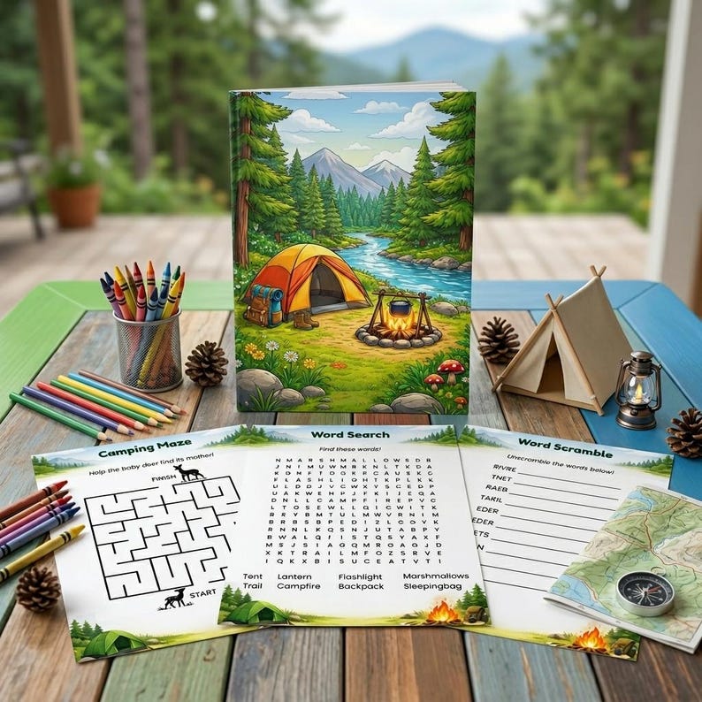 Kids Camping Activity Pack | Printable Screen-free Mazes, Word Search ...