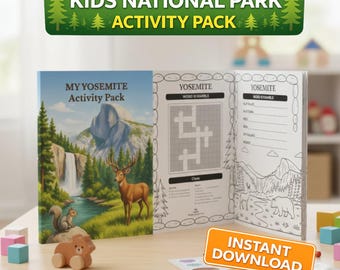 Yosemite Kids Activity Pack Printable | National Park Road Trip Activities for Kids