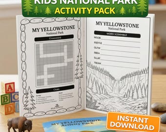 Yellowstone Kids Activity Pack | National Park Printable Road Trip Games (Digital Download)