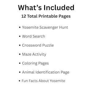 Yosemite Kids Activity Pack Printable | National Park Road Trip Activities for Kids image 4