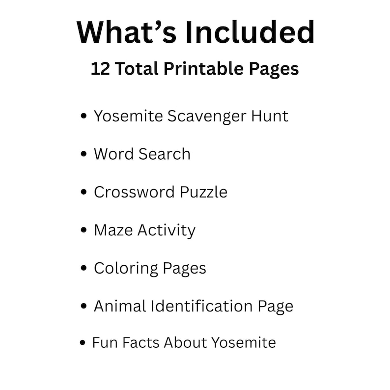 Yosemite Kids Activity Pack Printable | National Park Road Trip Activities for Kids image 4