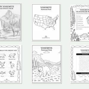 Yosemite Kids Activity Pack Printable | National Park Road Trip Activities for Kids image 2