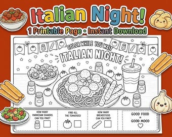 Kleurplaat Italiaans restaurant voor kinderen | Afdrukbare restaurantactiviteit | Activiteitenblad in kleur terwijl je wacht