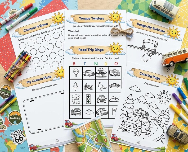 Road Trip Activities for Kids Printable | Kids Travel Activity Pack ...