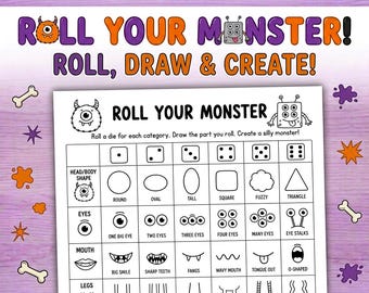Actividad de dados de Halloween para niños / Imprimible "Tira tu monstruo" / Juego para fiestas en el aula / Actividad para la educación en casa / Descarga digital