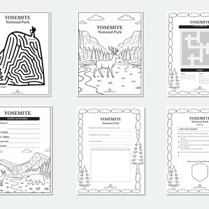 Yosemite Kids Activity Pack Printable | National Park Road Trip Activities for Kids image 3