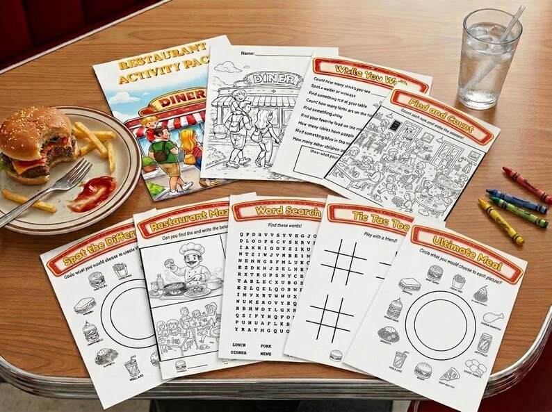 Kids Restaurant Activity Pack Printable | While You Wait Activities ...