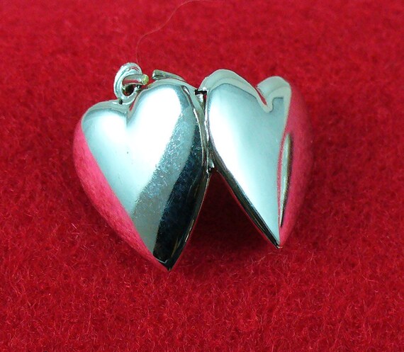 Puffy Heart Locket Silver Charm Pendant Souvenir … - image 4