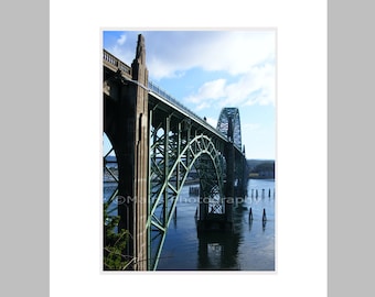 Bridge Architecture Concrete Steel Masculine Arches Newport Oregon, Art Deco, Original Fine Art Photography signed matted 5x7 print