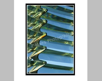 Blue Green Glass Detail Oregon Lighthouse Fresnel Lens Light Prisms Newport Fine Art Photography signed matted 5x7 Original Photograph