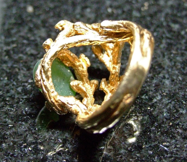 Estate Jewelry Lostwax Cast 14K Gold Freeform Woman's Cocktail Ring