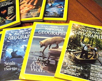 Vintage National Geographic 1987 Magazine Set: Complete 12 issues, Inserts, Maps and Leather Slipcases